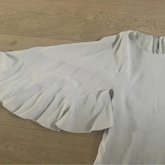 Chloe Cute Blue Viscose Blend Wing Sleeve Dress - Picture 4 of 8